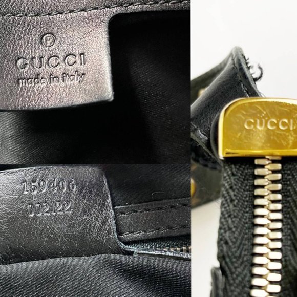 Gucci Black Monogram Leather Trim Hobo Bag - Picture 6 of 6